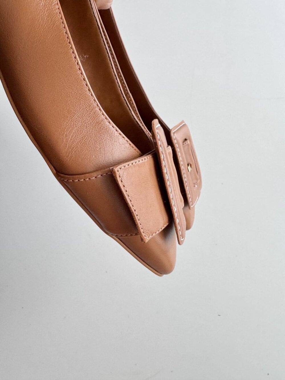 L'INTERVALLE Mulan Brown Leather Buckle Pointed Toe Ballet Flats, Size 8/39 - Picture 5 of 13